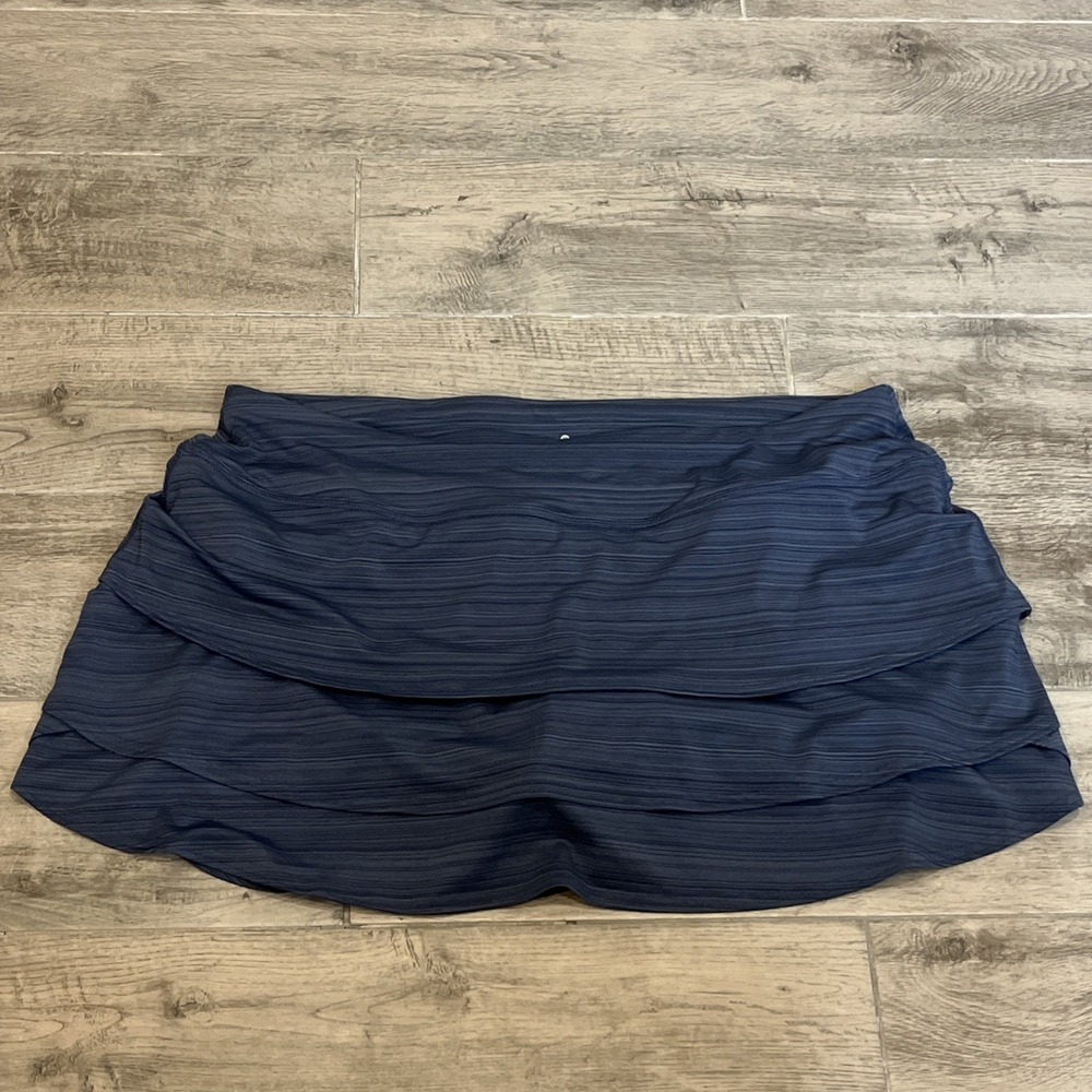 Athleta Women's Swagger Tiered Skort Skirt Polyester Spandex Stretch Blue Sz XL
